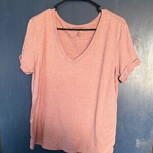 American Eagle Outfitters Light Pink V-Neck Tee